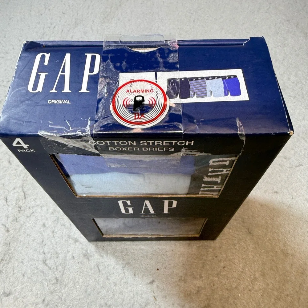 Gap Boxer Briefs Men Medium Blue Grey NEW 4 Pack Cotton Stretch Fly Pouch